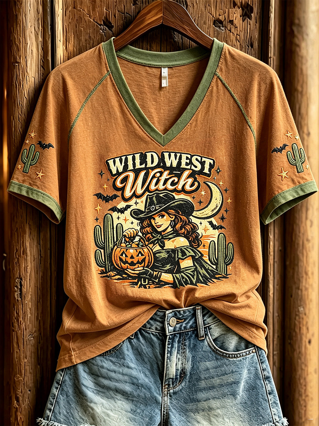 Women's Halloween Western-style Pattern Printed Casual Short-sleeve T-shirt