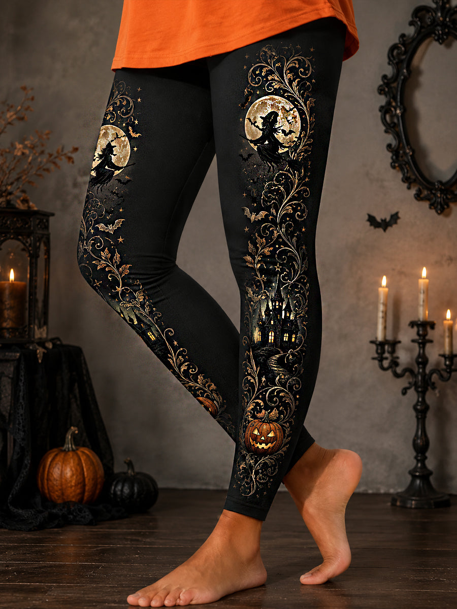 Women's Halloween Witch Print Casual Leggings