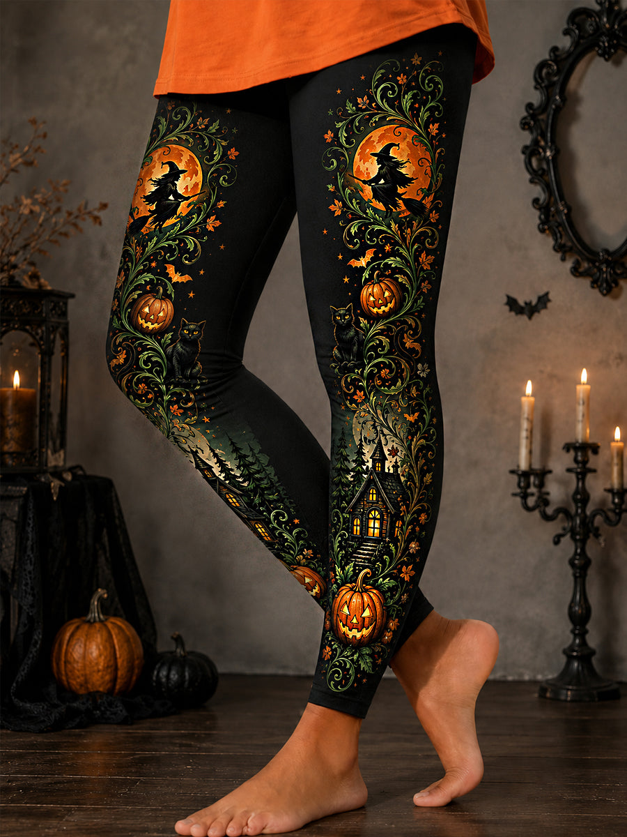 Women's Halloween Witch Print Casual Leggings
