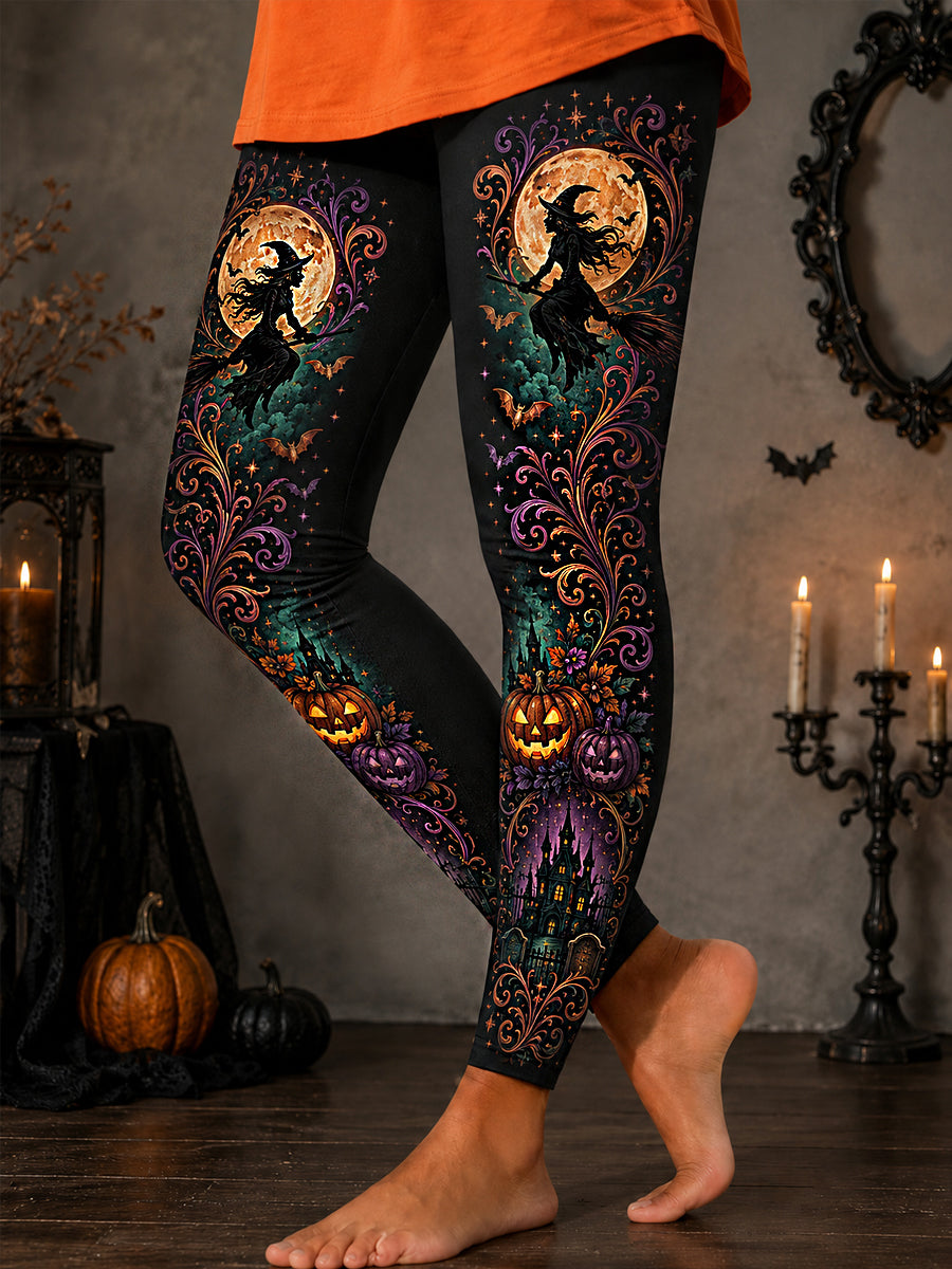 Women's Halloween Witch Print Casual Leggings