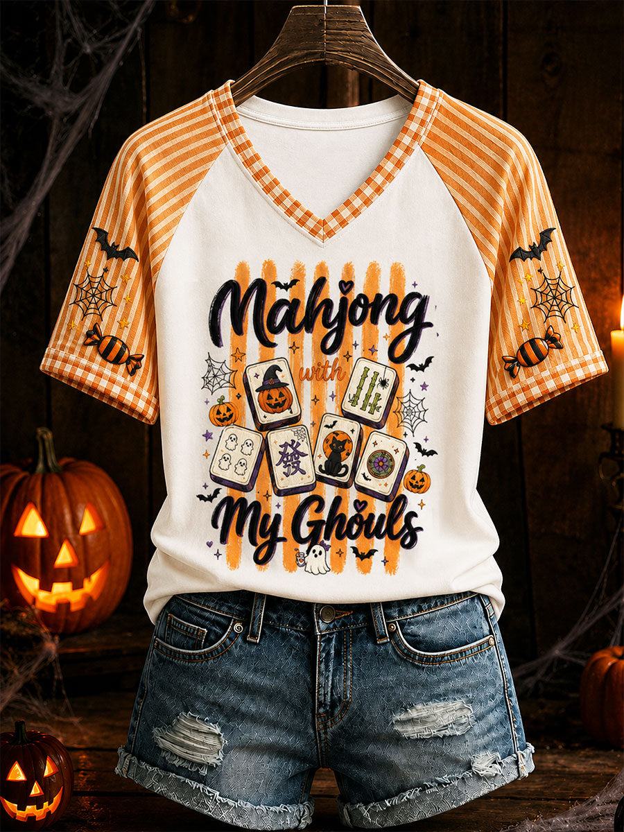 Women's Halloween Mahjong Fun Casual T-Shirt