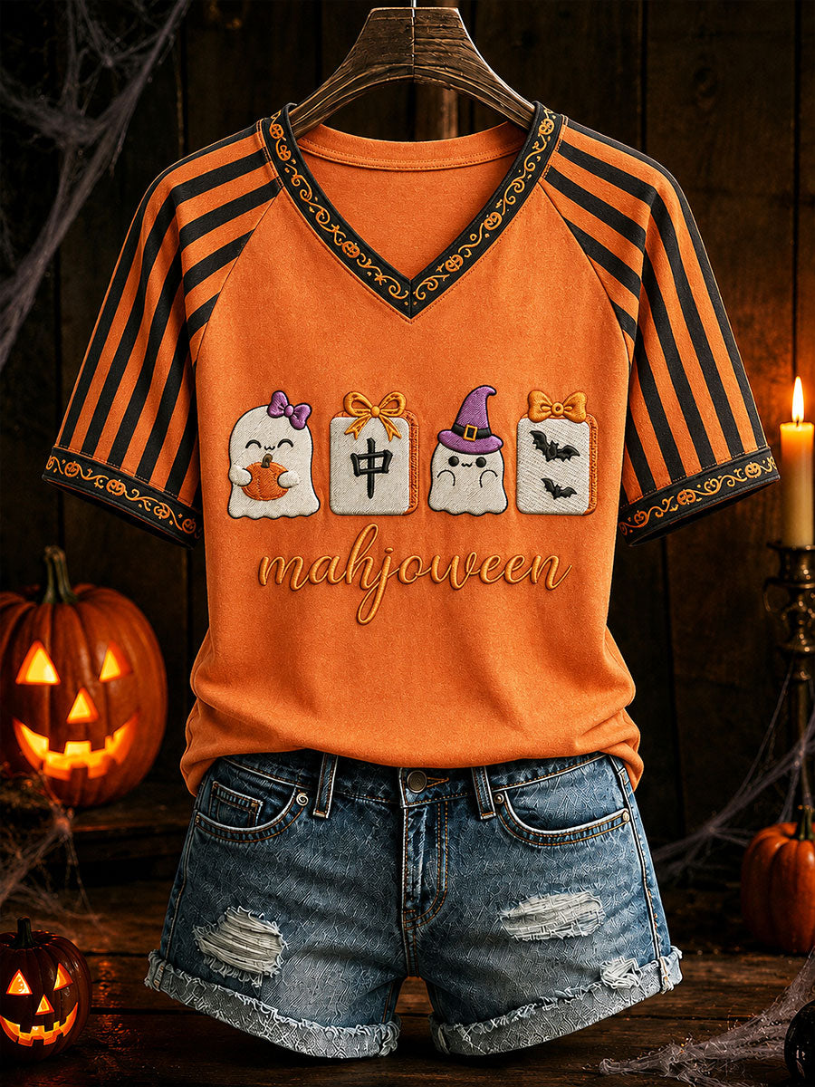 Women's Halloween Mahjong Fun Casual T-Shirt