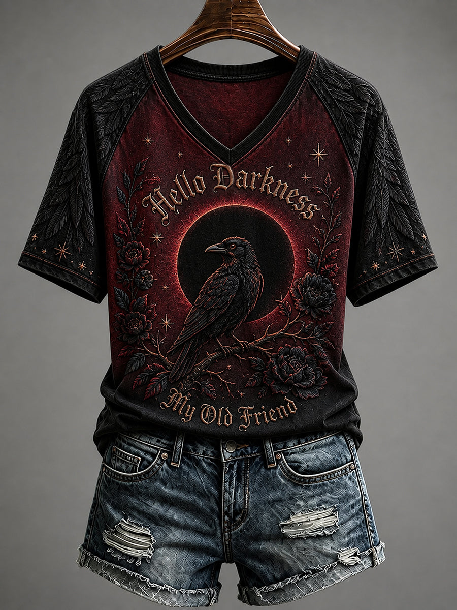 Women's Hello Darkness My Old Friend Halloween Print T-Shirt