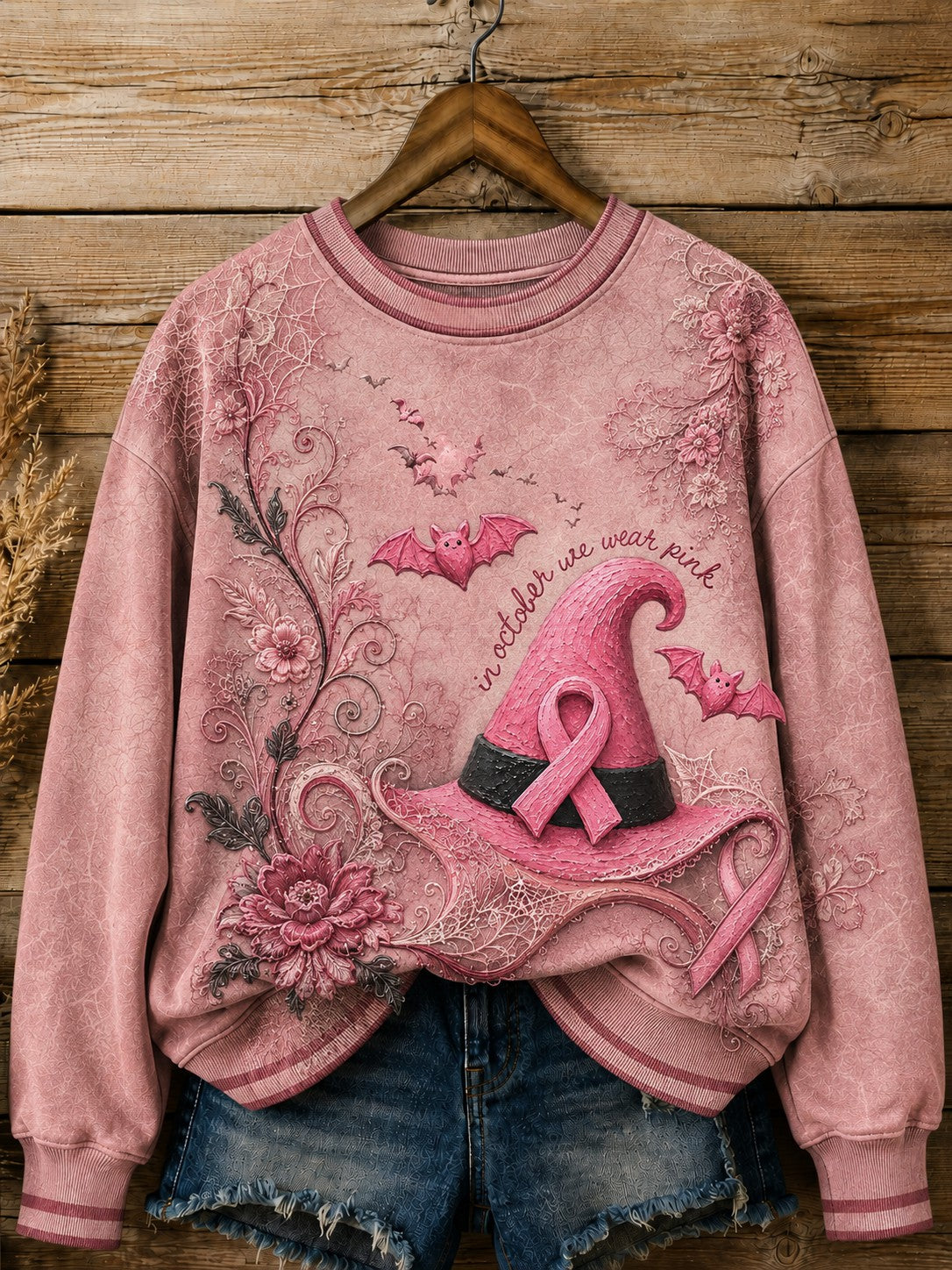 Women's In October We Wear Pink Printed Sweatshirt