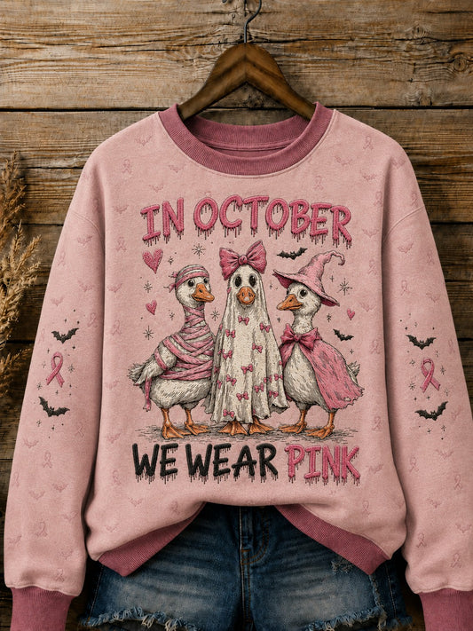 Women's In October We Wear Pink Printed Sweatshirt