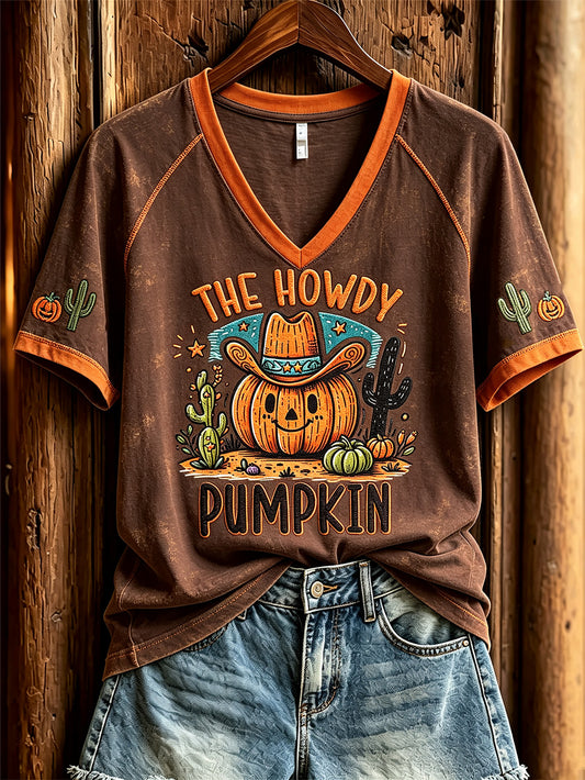 Women's Halloween Western-style Pattern Printed Casual Short-sleeve T-shirt