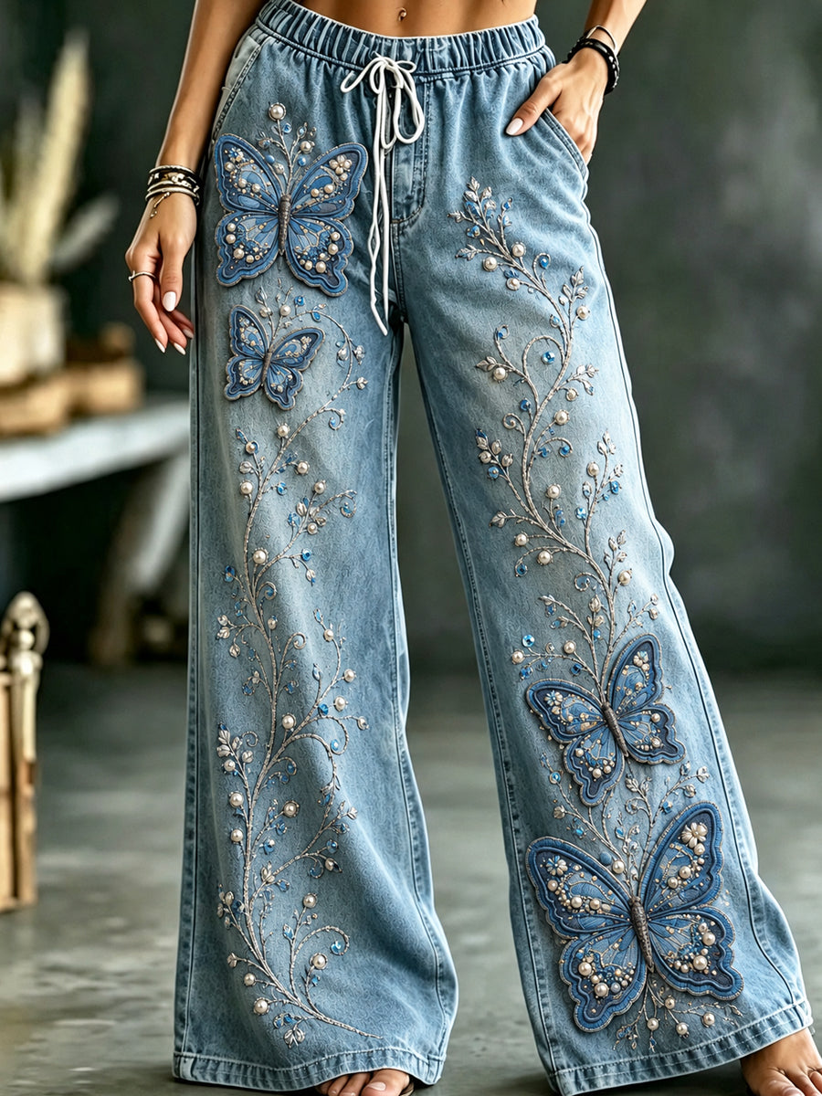 Women's Animal Flowers Art Print Trousers