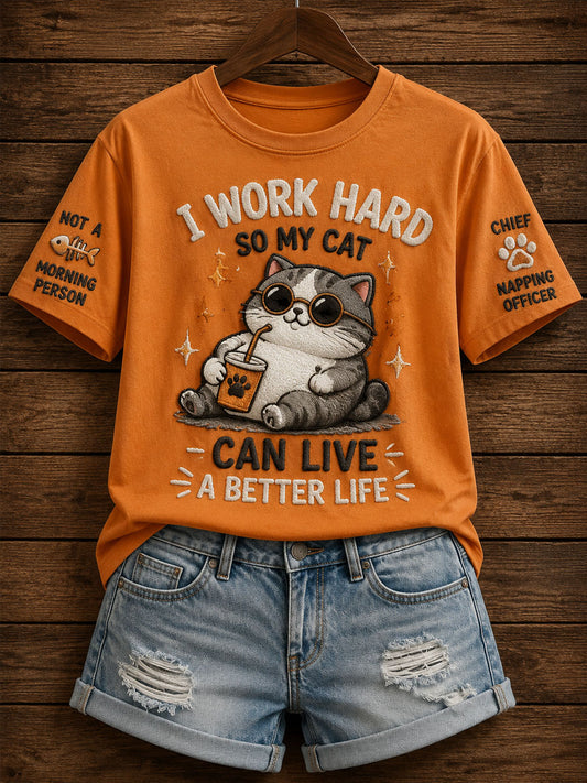 Women’s Cat Lover’s Day Printed Casual Short-Sleeve T-Shirt