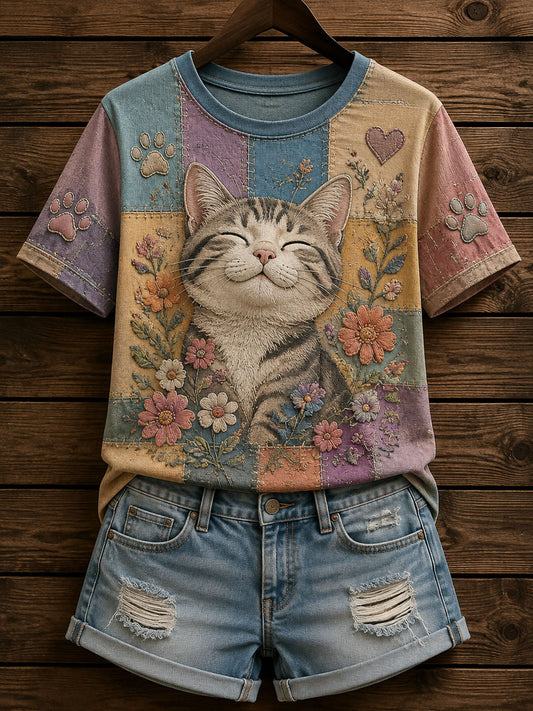 Women’s Cat Lover’s Day Printed Casual Short-Sleeve T-Shirt