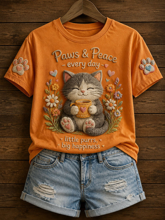 Women’s Cat Lover’s Day Printed Casual Short-Sleeve T-Shirt