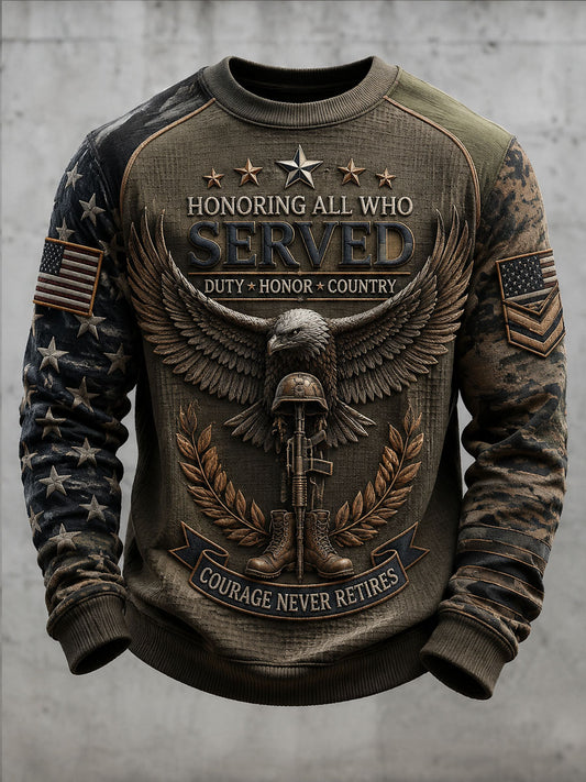 Men’s Veterans Day Casual Printed Long-Sleeve T-Shirt