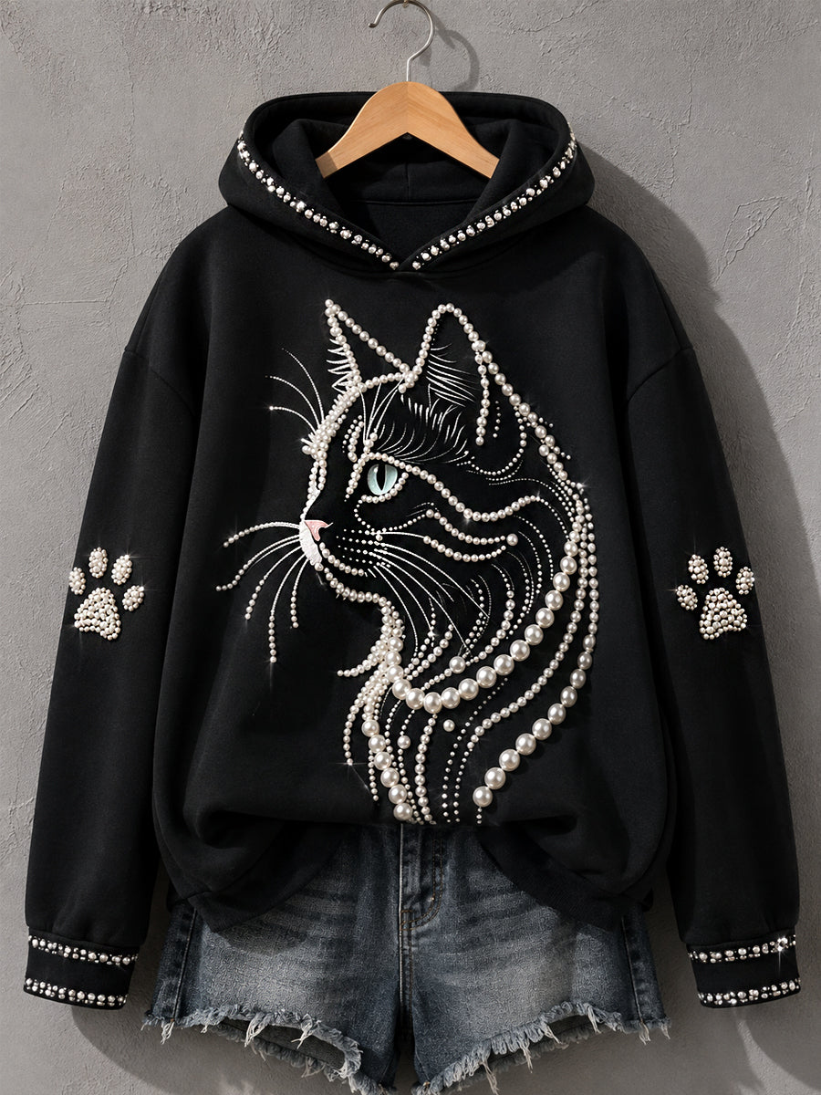 Women's Cat Print Cat Lovers Casual Hoodie