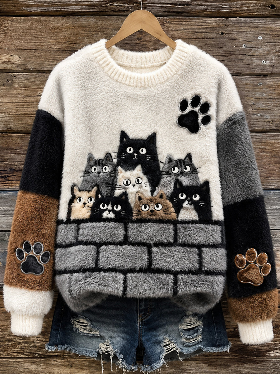 Women's Fun Animals Round-Neck Long-Sleeve T-Shirt