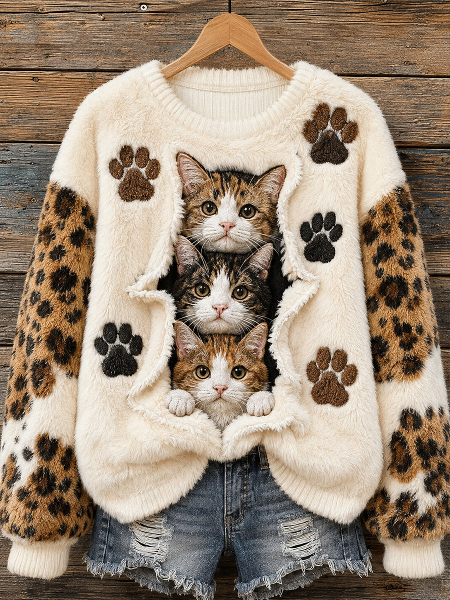 Women's Fun Animals Round-Neck Long-Sleeve T-Shirt