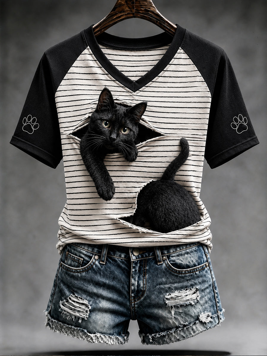 Women's Fun Animals V-Neck Short Sleeve T-Shirt