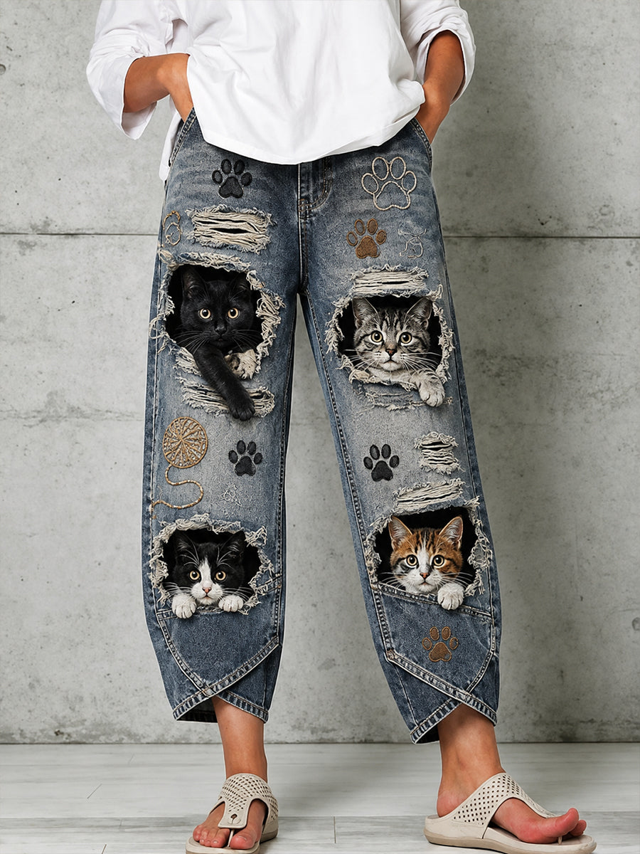 Women's Fun Animals Art Print Flared Trousers
