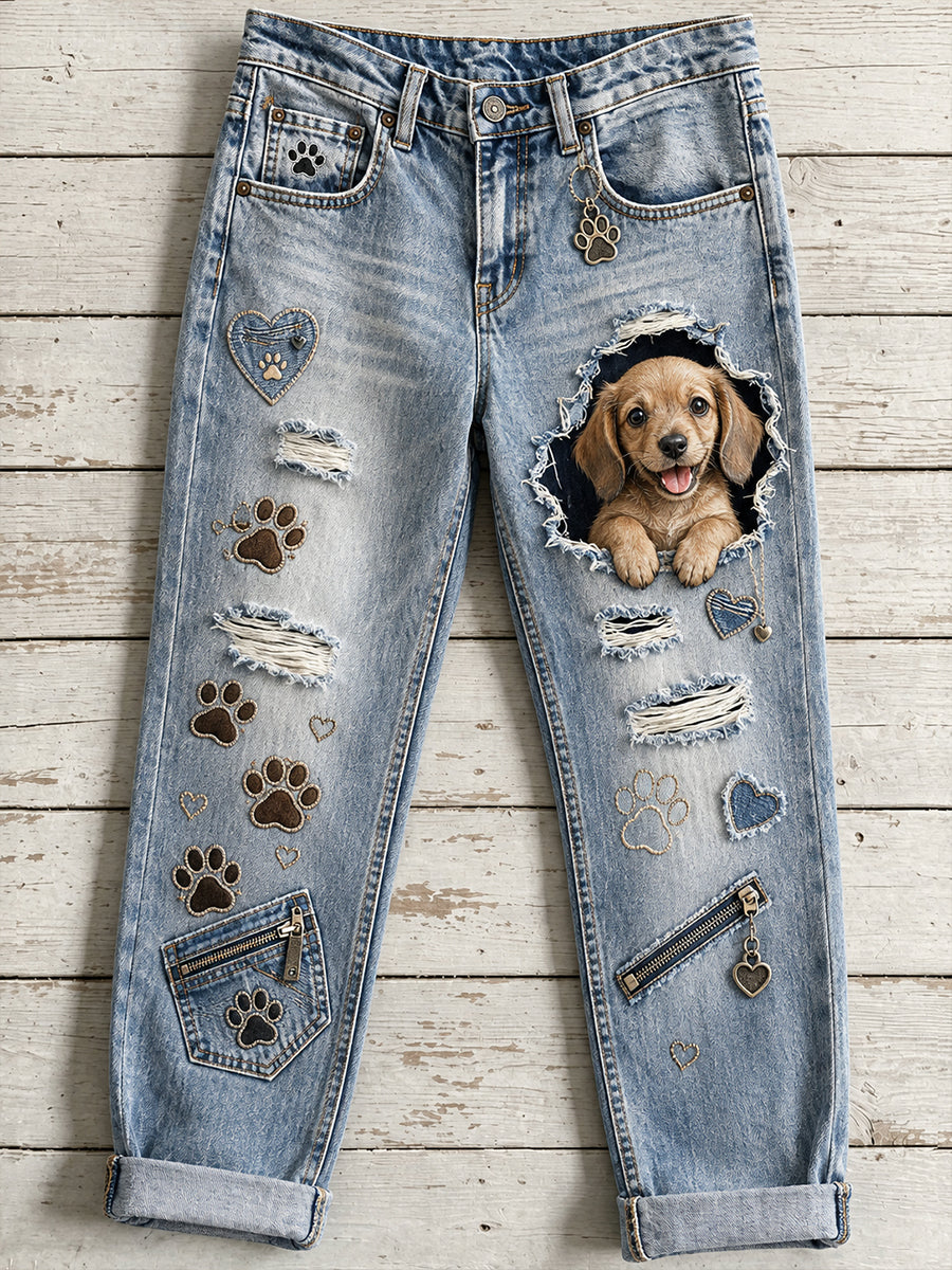 Women's Fun Animals Art Print  Trousers
