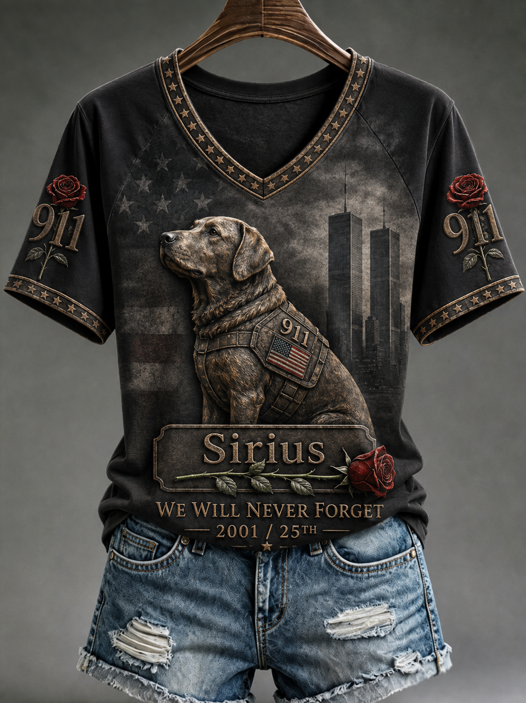 Women's Sirius WE WILL NEVER FORGET 2001/25TH 911 T-shirt