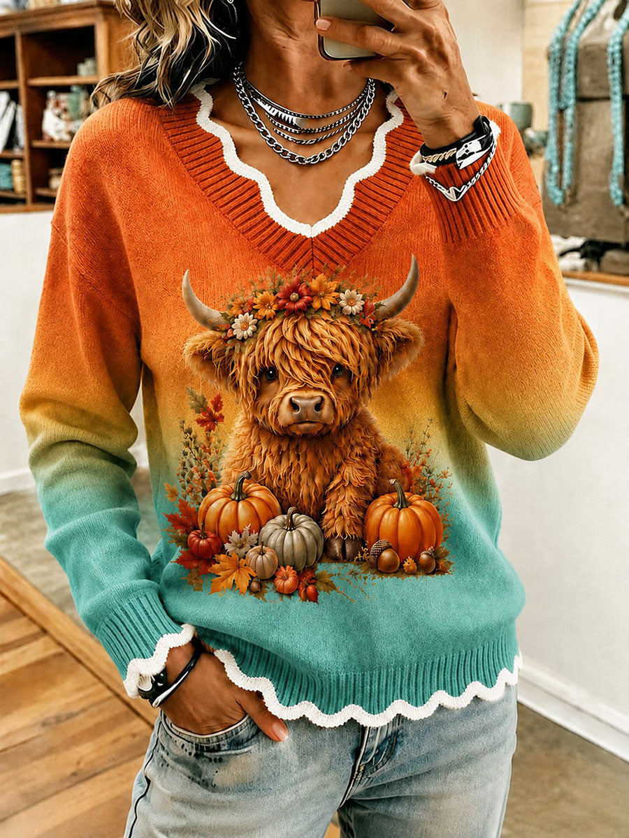 Women's Animal and Autumn Floral Print Casual T-shirt