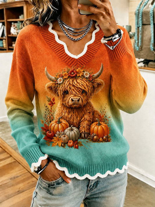 Women's Animal and Autumn Floral Print Casual T-shirt