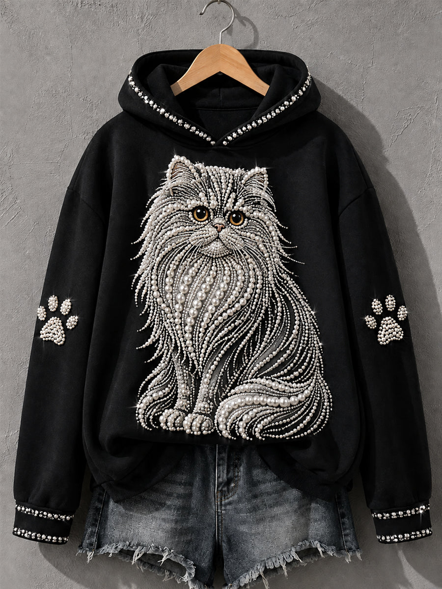 Women's  Persian Cat Print Cat Lovers Casual Hoodie