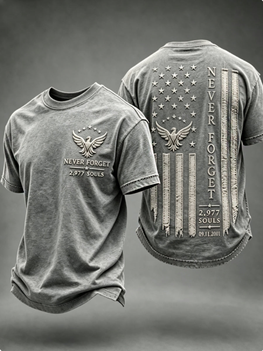 Men's NEVER FORGET 2,977 SOULS 2,977 SOULS 09.11.2001 t-shirt