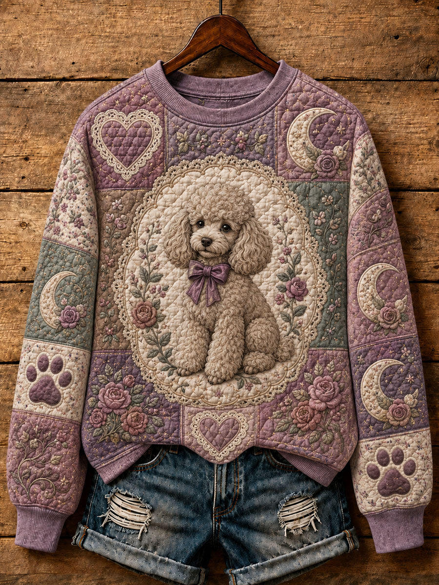 Women's Cute Patchwork Dog Print Casual Sweatshirt