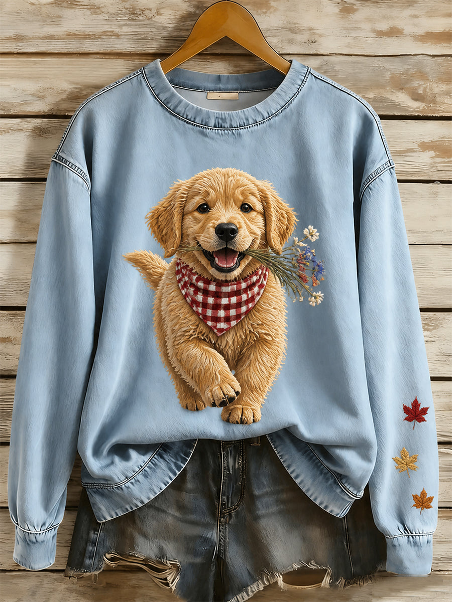 Retro Animal Print Casual Sweatshirt