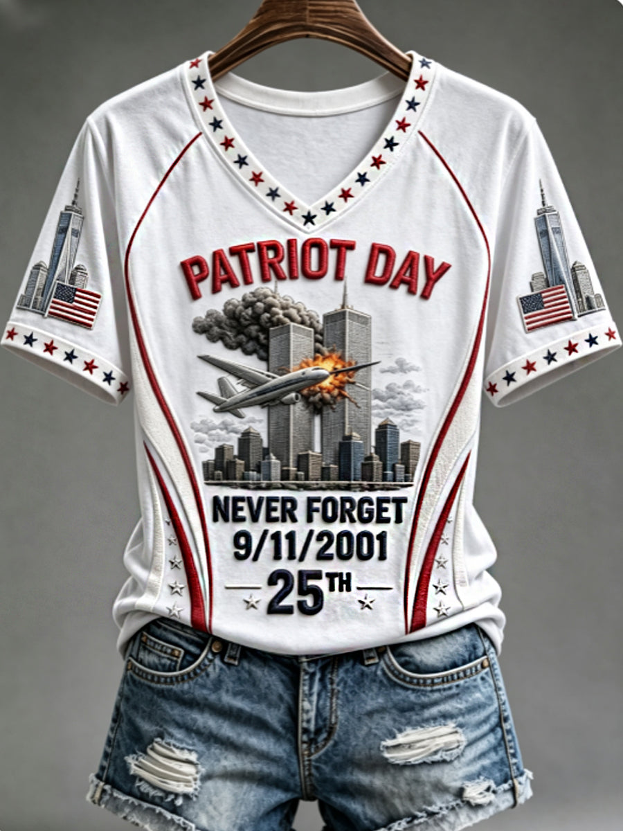 Women's PATRIOT DAY NEVER FORGET 9/11/2001  25THT-shirt