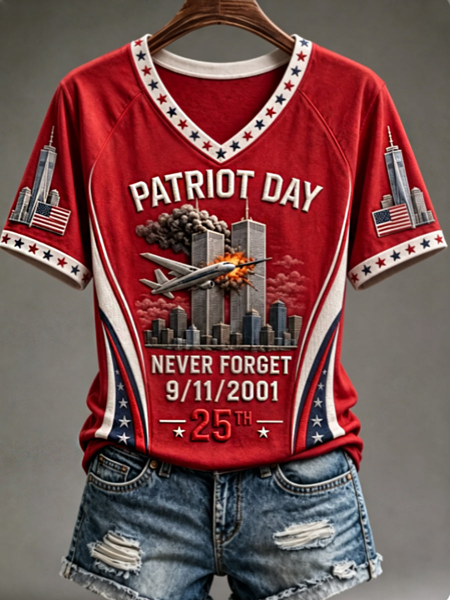 Women's PATRIOT DAY NEVER FORGET 9/11/2001  25THT-shirt