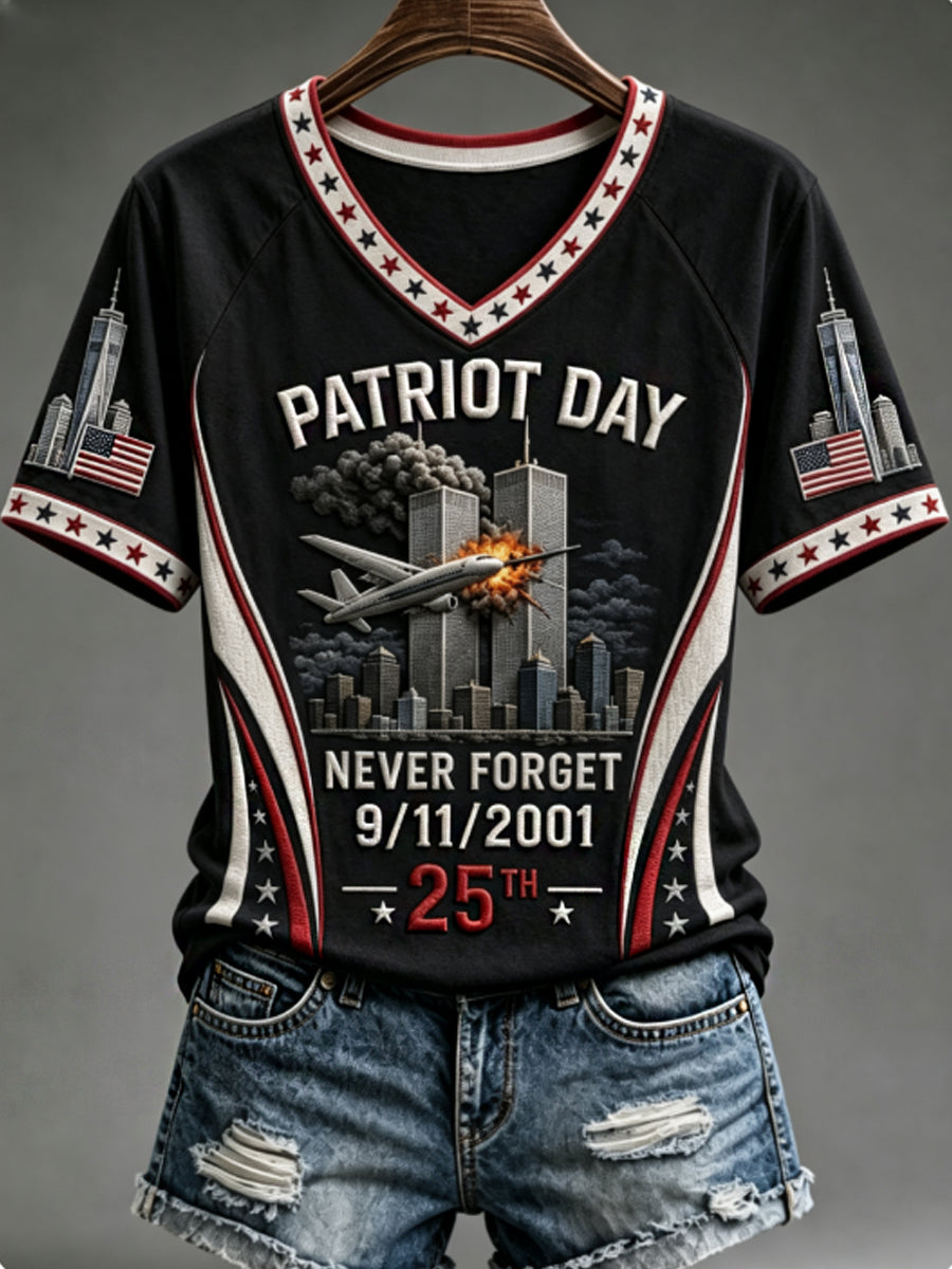 Women's PATRIOT DAY NEVER FORGET 9/11/2001  25THT-shirt