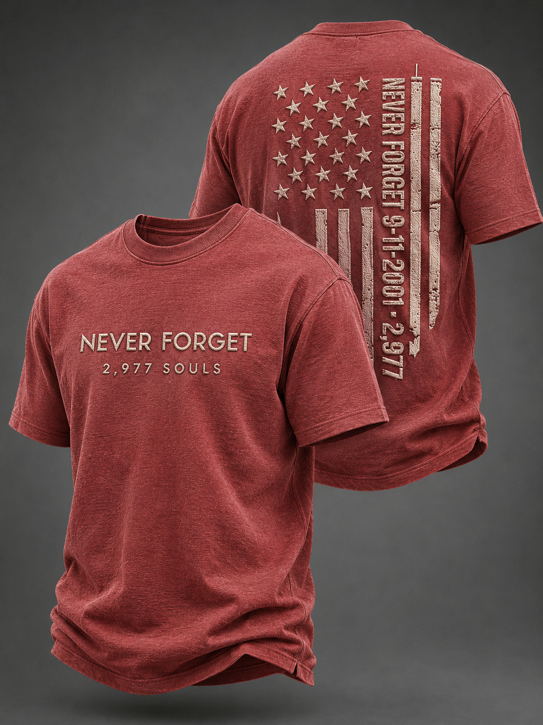Men's NEVER FORGET 2,977 SOULS 2,977 SOULS 09.11.2001 short sleeves t-shirt
