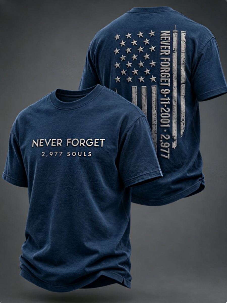 Men's NEVER FORGET 2,977 SOULS 2,977 SOULS 09.11.2001 short sleeves t-shirt