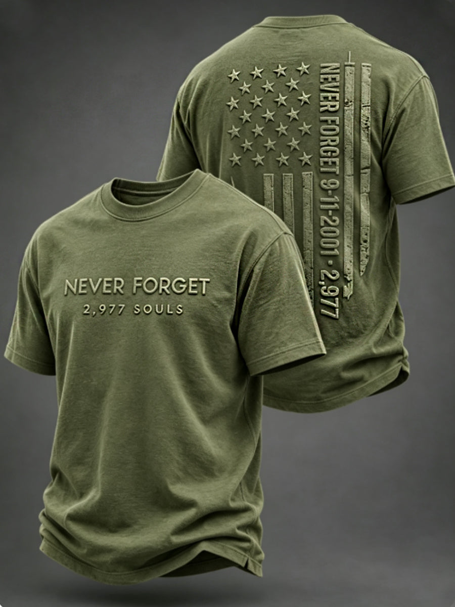 Men's NEVER FORGET 2,977 SOULS 2,977 SOULS 09.11.2001 short sleeves t-shirt
