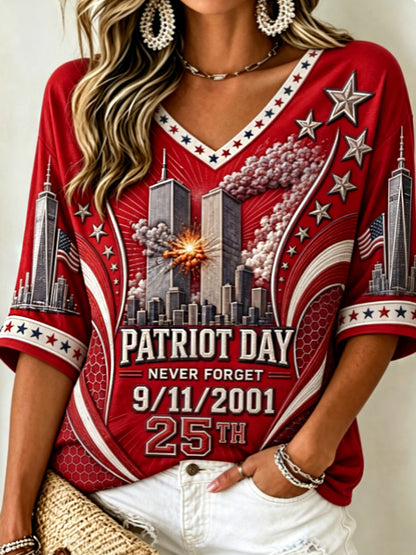 Women's PATRIOT DAY NEVER FORGET 9/11/2001  25TH  T-Shirt