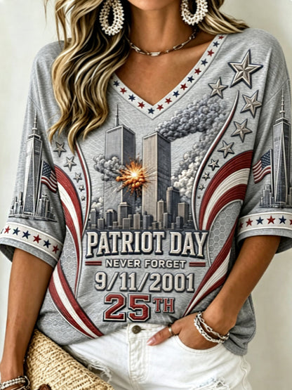 Women's PATRIOT DAY NEVER FORGET 9/11/2001  25TH  T-Shirt