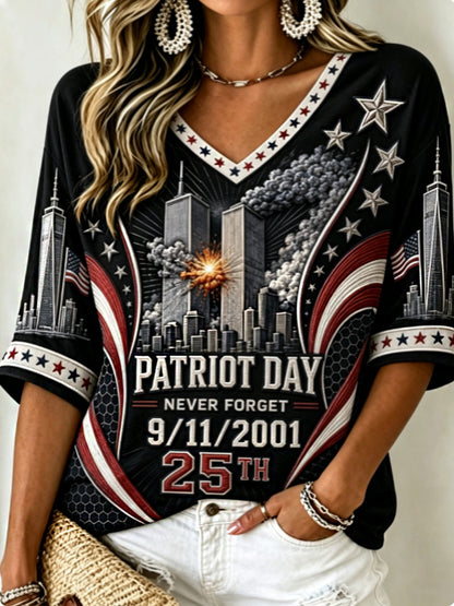 Women's PATRIOT DAY NEVER FORGET 9/11/2001  25TH  T-Shirt