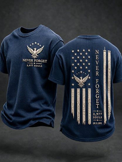 Men's NEVER FORGET 2,977 SOULS 2,977 SOULS 09.11.2001 Waffle Short Sleeve