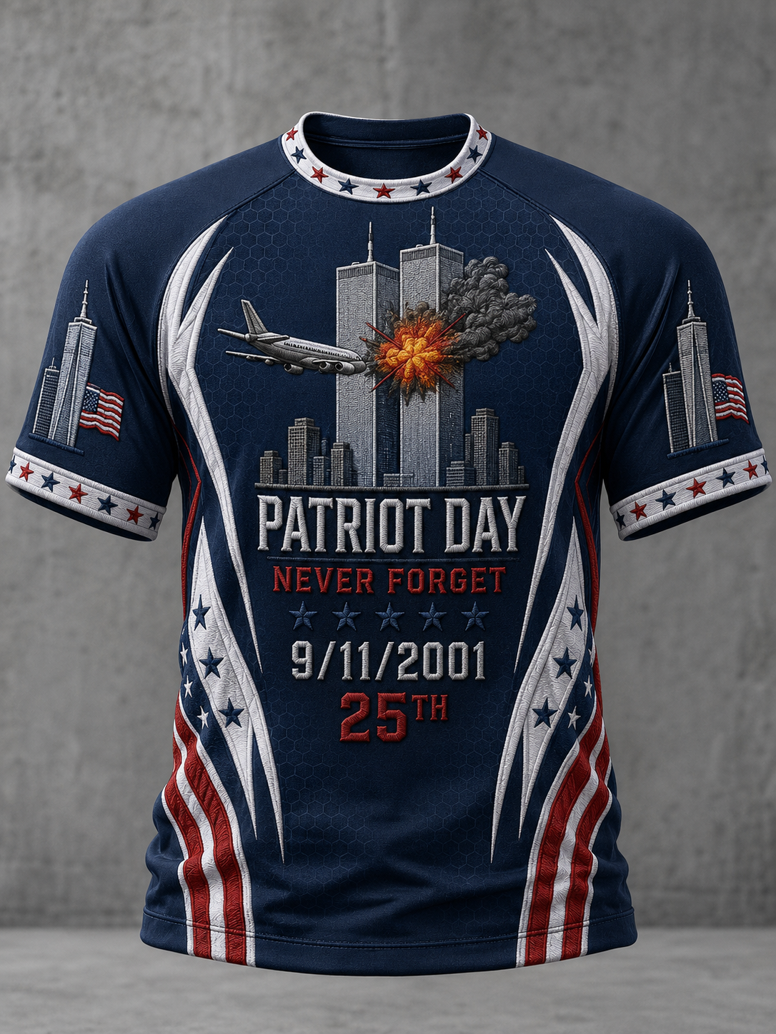 Men's PATRIOT DAY NEVER FORGET 9/11/2001  25TH  t-shirt