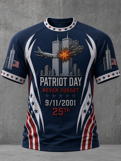 Men's PATRIOT DAY NEVER FORGET 9/11/2001  25TH  t-shirt