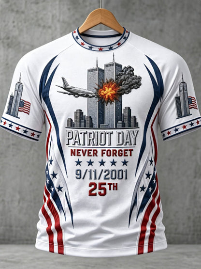 Men's PATRIOT DAY NEVER FORGET 9/11/2001  25TH  t-shirt