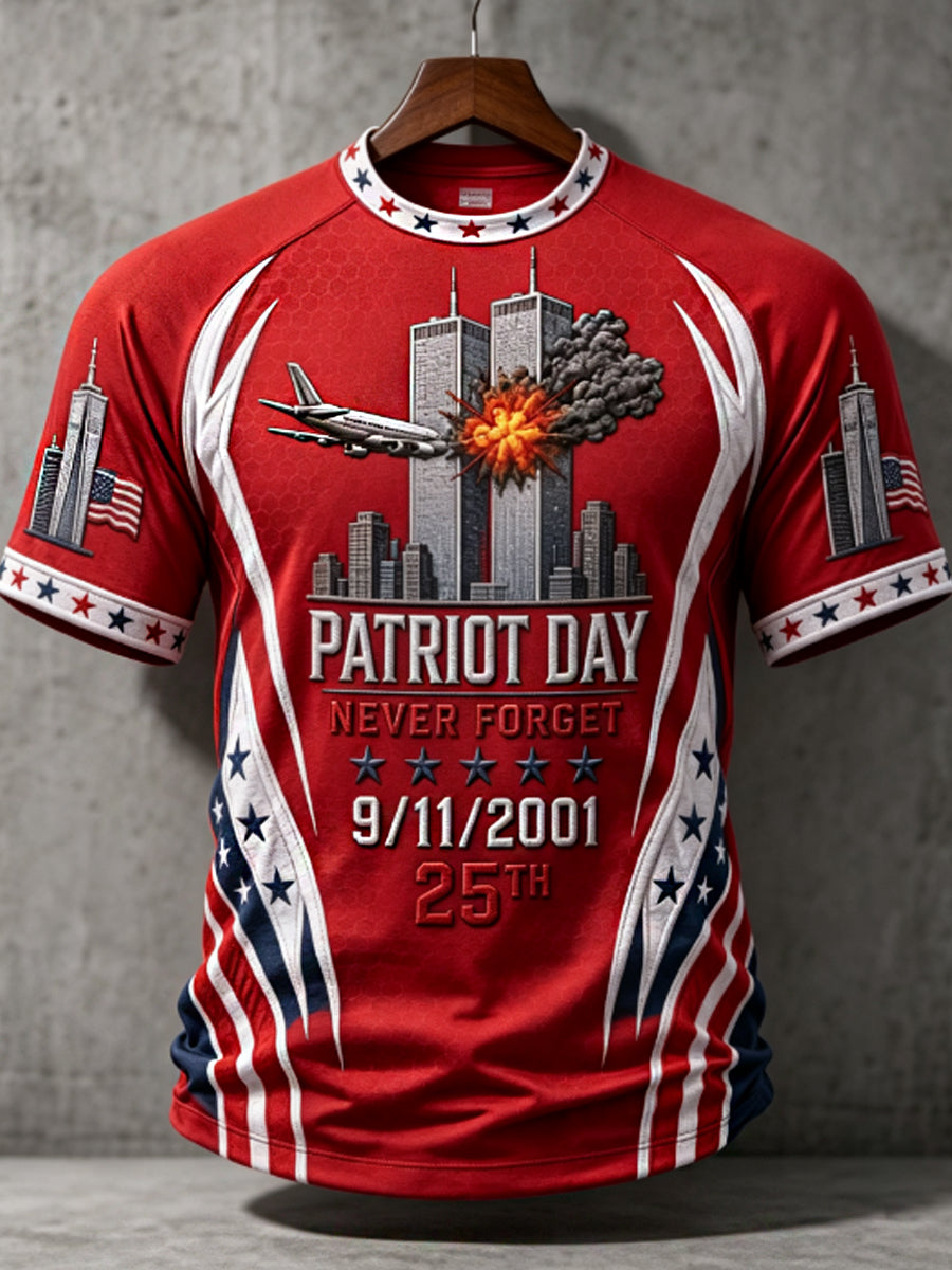 Men's PATRIOT DAY NEVER FORGET 9/11/2001  25TH  t-shirt