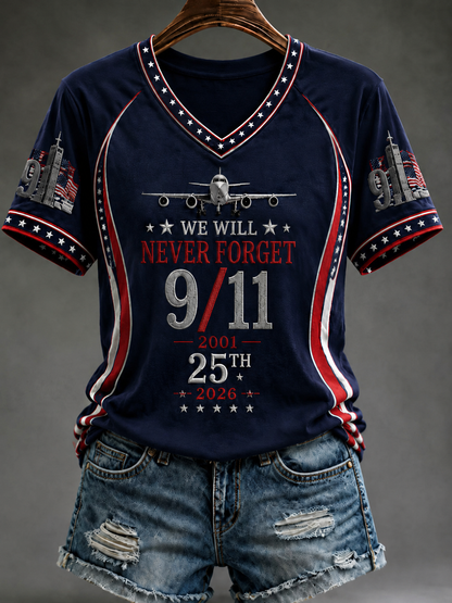 Women's WE WILL  NEVER FORGET 9/11 -2001 25TH 2026 T-shirt