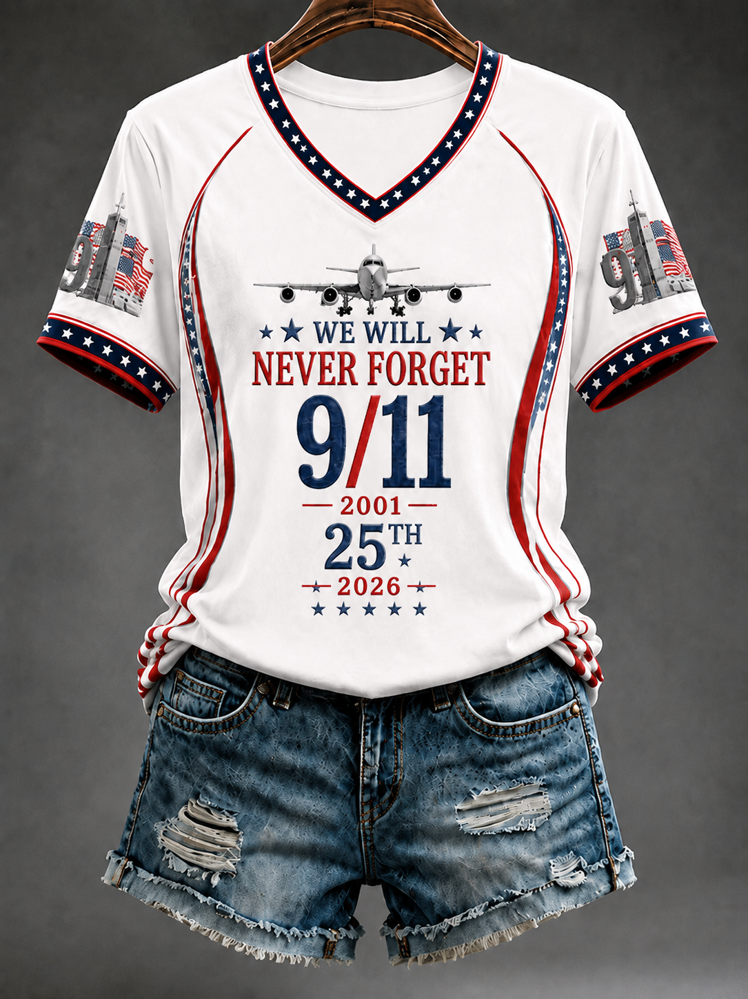 Women's WE WILL  NEVER FORGET 9/11 -2001 25TH 2026 T-shirt