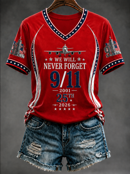 Women's WE WILL  NEVER FORGET 9/11 -2001 25TH 2026 T-shirt