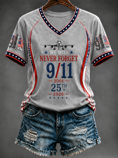 Women's WE WILL  NEVER FORGET 9/11 -2001 25TH 2026 T-shirt