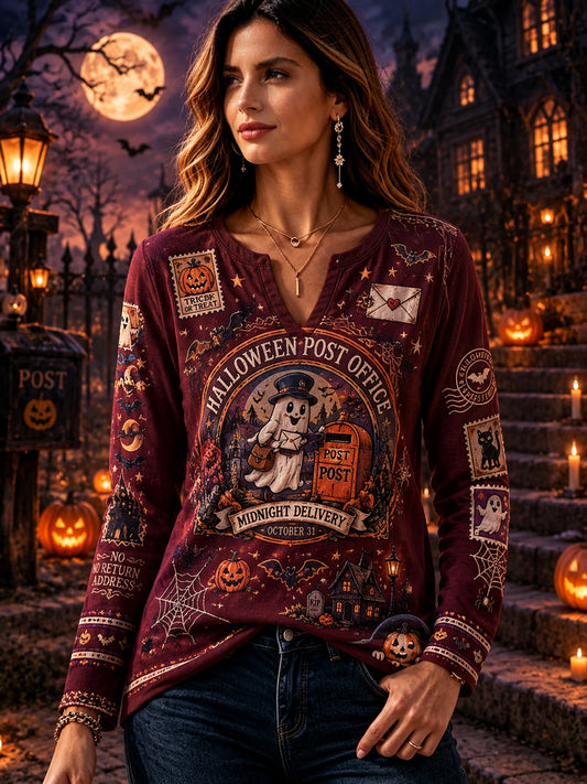 Women's Halloween Creative Pattern Printed V-Neck T-Shirt