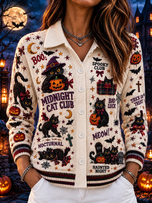 Women's Halloween Creative Pattern Printed Cardigan Sweater