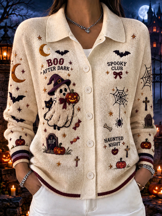 Women's Halloween Creative Pattern Printed Cardigan Sweater