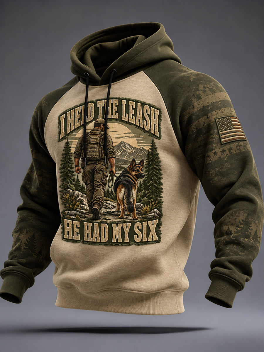 Men's I Held the Leash He Had My Six Veteran Dog Hoodie